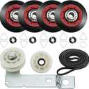 [Newest] 4392067 Dryer Repair Kit and W10837240 Dryer Idler Pulley for Maytag Bravos Whirlpool Duet Kenmore Elite Dryers,with WPW10314173 Drum Roller&661570V Belt&279640 Idler Pulley by TOMOON