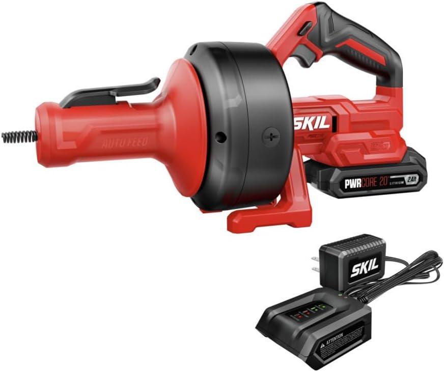 SKIL Power Snake Drain Cleaner Kit including 20V 2.0Ah Lithium Battery & 20V Charger - AU0225D-12