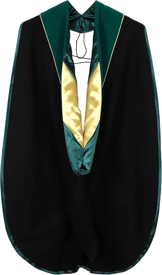 Graduation Doctoral Hood Unisex PhD Academic Hood (Emerald Green Forest Green Gold)
