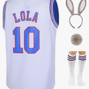Mens #1 Bugs #10 Lola Jerseys Couples Halloween Costume Sets Space Basketball Jersey for Women  Size S
