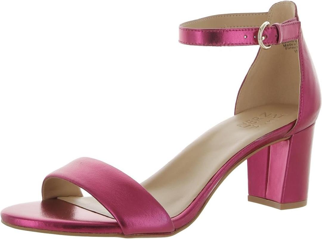 Naturalizer Womens Vera Ankle Strap Block Heel Dress Sandal (7.5, Fuchsia Leather)