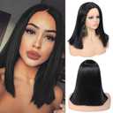 quickwig Short Straight Bob Wigs Black Short Wig Middle Part Synthetic Wigs Shoulder Length Daily Cosplay Party Wigs for Women 14 inches