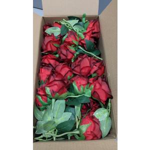 Artificial Flowers Silk Roses Real Touch Bridal Wedding Bouquet for Home Garden Party Floral Decor (Blooming Rose - Gradient Burgundy Red)