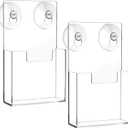 Thyle 2 Pcs Acrylic Brochure Holder with Suction Cups Wall Mount 7.4 x 4.2 Inch Window Clear Plastic Pamphlet Organizer Flyer Display Rack for Trifold Page Booklet Sticker Marketing Office Retail Shop