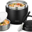 Itslife 32oz Insulated Soup Thermos, Vacuum Stainless Steel Food Jar for Hot & Cold Food, Leakproof Wide Mouth Lunch Container with Spoon, Black