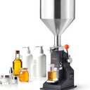 Manual Paste Liquid Filling Machine, Adjustable Bottle Filling Machine, Stainless Steel Liquid Filler with  Hopper for Milk Water Juice Essential Oil Shampoo Cosmetic Honey