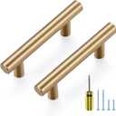 Ravinte 5 Pack Kitchen Cabinet Handles Champagne Bronze 2-1/2 Inch Hole Center Stainless Steel Pulls for Dresser Drawer Cupboard Handles with Screwdriver, 4 Inch Length