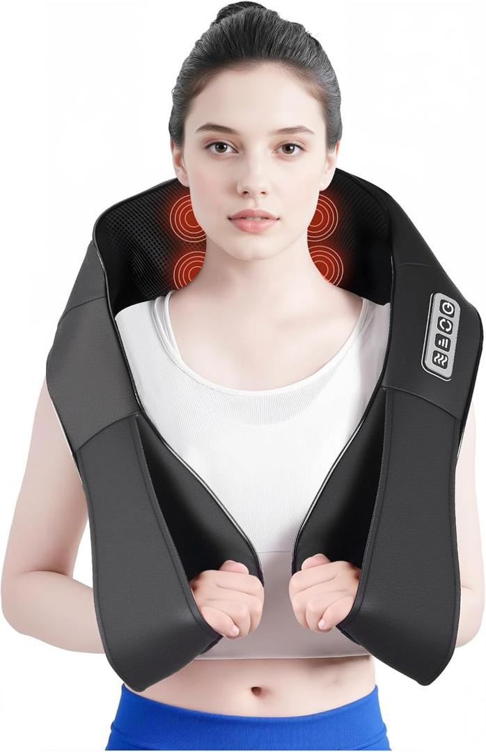 Shiatsu Back, Shoulder & Neck Massager with Heat - Electric 4D Kneading for Deep Tissue Relief, Ideal Gifts for Women, Men, Mom, Dad - Perfect for Fathers Day, Mothers Day, Christmas