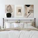 EJPFOGV Triptych Neutral Abstract Wrapped Canvas Wall Art 16x24 inches x3