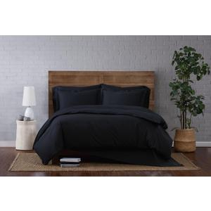 Brooklyn Loom Classic Cotton Duvet Sets Black Cotton 2-Piece Twin XL Duvet Set, Solid Color Themed, for Men and Women, OEKO-TEX Certified Confidence