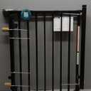 Babelio 27-45" No Bottom Bar Baby/Dog Gate with Easy Installation, 2-in-1 Auto Close Design, Suitable for The House, Stairs, and Doorways, Safety Pet Gates with Large Walk-Thru Door, Black