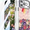 MATEPROX Compatible with iPhone 17 Pro Max Case 6.9''[2025],Oil Painting Printed Rainbow Flowers Clouds Laser Glossy Pattern, Durable Protective Stylish Cute Exquisite Phone Cover for Girls Women