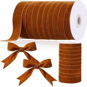 Chuangdi 1 Inch, 30 Yard Christmas Ginger Velvet Ribbon Wide Vintage Velvet Ribbons for Christmas Tree Ornaments Flower Bouquets Wedding Wreath Bow Making DIY Craft Choker