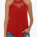 Bluetime Medium Halter Tops for Women Sexy Sleeveless Lace Crochet Dressy Flowy Tank Top Cute Summer Shirts Size M