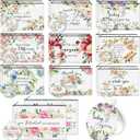 40 Pcs Floral Inspirational Gifts Canvas Makeup Bags with Compact Mirrors Cosmetic Bags Thank You Pouch Bulk for Mothers Day Church Women Teacher Coworker Employee Gifts