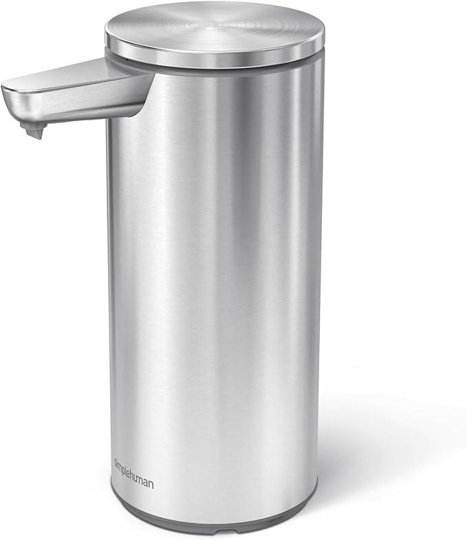 simplehuman 9 oz. Touch-Free Automatic Rechargeable Sensor Pump, White Stainless Steel, New