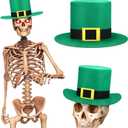 Geyoga 12 ft Skeleton Accessories St Patrick's Day 12 Foot Skeleton Leprechaun Hat Green Outdoor Giant Skeleton Clothing for Garden Lawn Decor