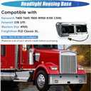 Headlight Housing Base and Chrome Bezel for Kenworth T400 T600 T800 | Impact-Resistant Plastic Housing,Chrome Dual Bezel,H4 Plugs and Wire Harnesses,1 Pair for Front Lighting