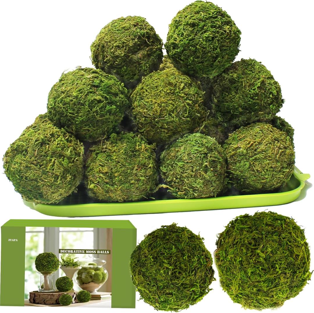 21 Pack Green Moss Balls 8pcs 3.2" Decorative Balls for Bowls Filler 13pcs 2.3" Fake Moss Balls for Centerpiece Artificial Balls for Vase Filler Live Moss Balls for Home Tabel Decor