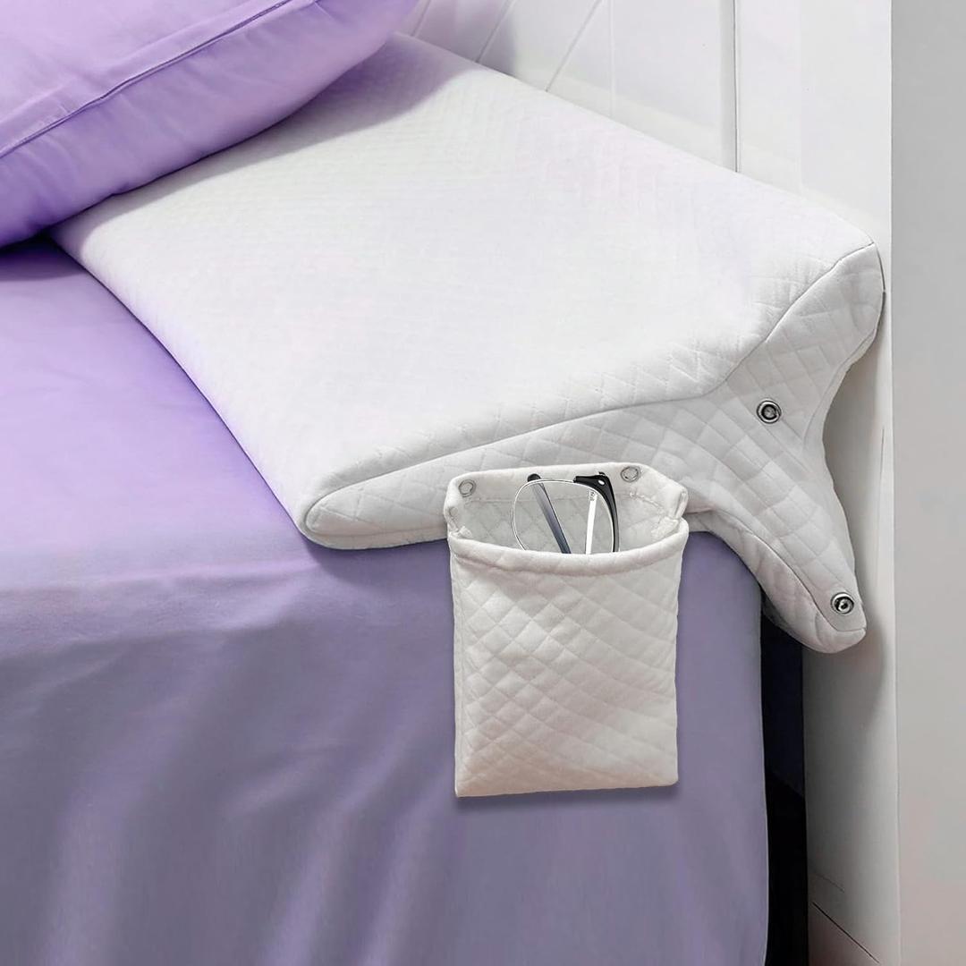 Triangle Bed Gap Filler King High Density Foam Headboard Gap Filler Pillow with 2 PCS Pockets and Removable Washable Cover, Prevent Items from Falling, King