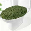 Chenille Elongated Toilet Seat Cover 19.5"x 15" Machine Washable Solid Toilet Lid Cover Adjustable Rubber Backing Fits Only 18-19.5" L x 14-16" W Elongated Toilet Seat