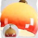 Oshamun Arc Floor Lamp with Sunset Orange Glass Shade, Atmosphere Mid-Century Modern Mushroom Tall Lamp, Gold Vintage Floor Lamp for Living Room Corner Bedroom E26 Bulb Included