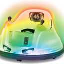 Flybar 6V White Glow Bumper Car for Kids  LED Ride-On Toy with 360 Spin, Rechargeable Battery, and Soft Rubber Bumpers  Safe Indoor Fun for Toddlers Ages 1.5+, Up to 66 lbs