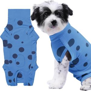 Dog Surgery Recovery Suit, Post Surgery Protective Wear with Pee Hole, Unisex Pet Surgical Vest for Wound Care, Spay/Neuter Healing (Blue, Medium)
