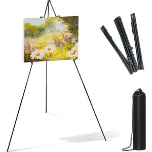 66.5" High Easel Stand for Wedding Sign, Lightweight Metal Portable Art Easel with Carry Bag for Graduation Party Welcome Sign Outdoor Sketching, Painting & Poster, Black