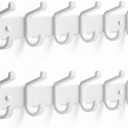 pickpiff Coat Rack Wall Mounted Heavy-Duty: Metal Coat Hanger 6 Hooks for Hanging Hat, Clothes, Robe, Keys, Backpack, Bathroom Towels, Jacket, Purse - Closet, Door, Entryway, Mudroom (White, 2 Pack)