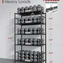 Storage Shelves - 5 Tier Shelf Organizer, Heavy Duty Garage Shelving Unit with Leveling Feet, Stable Metal Shelves Organizer for Pantry, Kitchen and Closet, 33.0" W x 12.6" D x 72.0" H, Black