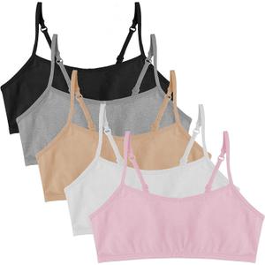 Popular Cotton Girls Training Bra - Cami Crop for Girls w Adjustable Straps. Pack 5 PK Neu 10/ 12
