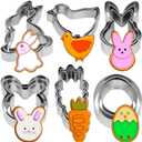 18 Pieces Easter Cookie Cutter Set - Bunny, Bunny Face, Rabbit, Egg, Chick, Carrot - Stainless Steel Easter Cookie Cutters - Large Cookie Cutters for Spring Holiday Baking