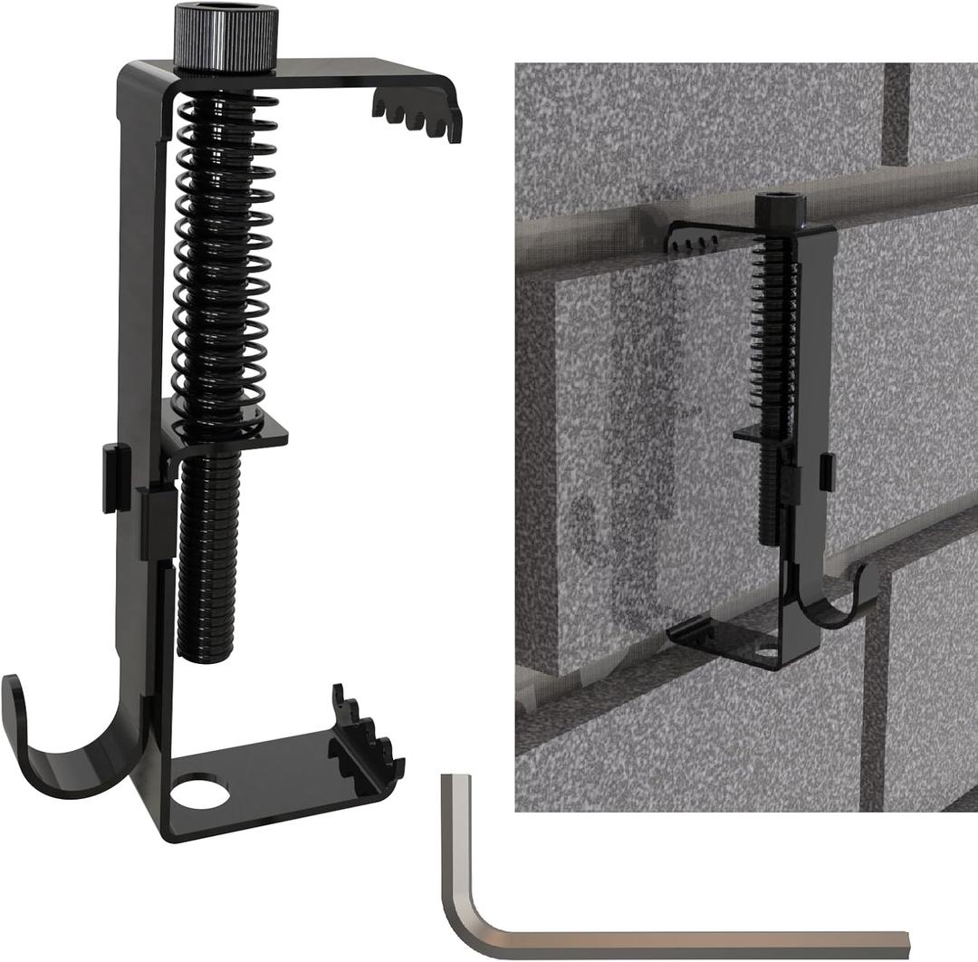 10 Pack Brick Hooks Clamps,Brick Wall Clips Brick Hangers, Stainless Steel Heavy Duty Brick Clips for Wall Hanging Adjustable No Drill Outdoor Indoor(10pcs), Black