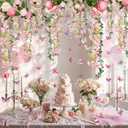 Giegxin 5 Pcs Wisteria Hanging Garland Artificial Flowers Vine Decor for Backdrop Ceiling Fairy Party Decoration 4.92ft Vine Greenery Peony Butterfly Decor Floating Floral Backdrop for Wedding Party