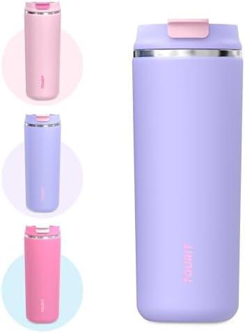 TOURIT 16 oz Insulated Stainless Steel Travel Mug with Lid, Leak-Proof Double-Wall Vacuum Tumbler, Reusable Coffee Cup - Purple