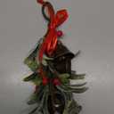 Tigeen Christmas Mistletoe Kiss Decor with Metal Bells and Bow Knots 8.6 Inch Artificial Christmas Mistletoe Hanging Ornaments for Xmas Party Tree Doors Walls Window Fireplaces Decorations(Red)