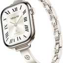 Missair Slim Bands Compatible with Apple Watch 38mm 40mm 41mm 42mm 44mm 45mm 46mm 49mm for Women, Thin Bracelet Dressy Designer Stainless Steel Metal Strap for iWatch Series 11 10 9 8 7 6 5 4 SE Ultra