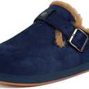 Hsyooes Fur Lined Clogs for Women Men Suede Winter Slippers Arch Support Slip on Mules Potato Shoes with Removable Cushion Footbed Warm Home House Shoes (9 Women/7.5 Men, Deep Blue)