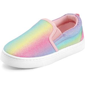 K KomForme Toddler Girls Boys Shoes Little Kids Slip on Canvas Sneakers for Running/Walking (Gradient Glitter, 8)