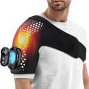 Cordless Shoulder Heating Pad with Massager, with Detachable Remote,Shoulder Massage Wrap with 6 Heating Levels 5 Vibration Modes, Rotator Massager for Pain Relief,for Men & Women