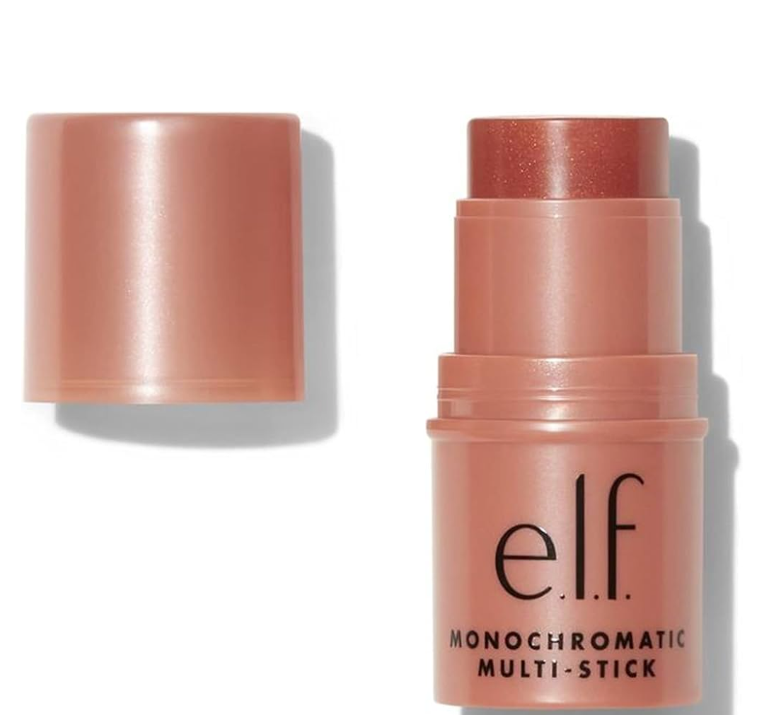 e.l.f. Monochromatic Multi Stick, Travel-Sized Luxuriously Creamy & Blendable Color For Eyes, Lips & Cheeks, Vegan & Cruelty-Free, Bronzed Cherry