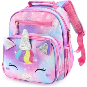 mibasies Toddler Backpack for Girls 2-4: Cute Kids Backpacks for Girls - Preschool Kindergarten Backpack - Unicorn Bangs