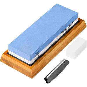 Angerstone Premium Knife Sharpening StoneWhetstone 1000/6000 Grit, Whetstone Knife Sharpener with NonSlip Base, Best Wet Stone Sharpening Kit, Angle Guide