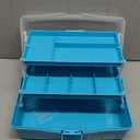 Sunxenze 12'' Three-Layer Clear Plastic Craft Storage Box, Tool Box/Sewing Box Organizer, Art Storage Box with Handle (Light Blue) (1PCS 12 Inch)