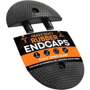 Xpose Safety Rubber End Caps for 6 Ft Speed Bumps (Set of 2) Modular Interlocking Accessories for Driveways, Roads, and Parking Lots