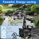 AquaMiracle 2700GPH Submersible Water Pump UL Certified Pond Pump with 20FT Cord, Adapters & Filter Bag, 120W Water Fountain Pump for Pond, Fountain, Waterfall, Fish Tank, Hydroponics