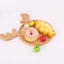 KEPATO Christmas Dishes Wooden Serving Tray,Christmas Elk Ear Anlter Shape Sushi Plate Tray for Restaurant and Home (Beige)