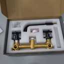 WOWOW Wall Mount Bathroom Faucet Matte Black Wall Faucet High Flow Two Handles Stainless Steels,Long Spout Reach,Widespread Bathroom Sink with Rough-in Valve 3 Holes Elegant Classic Spout