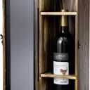 MyGift Bottle Gift Box with Translucent Black Acrylic Window, Decorative Holder Display, Whiskey Collector Storage Case with Metal Latch Closure, Rustic (Burnt Wood)